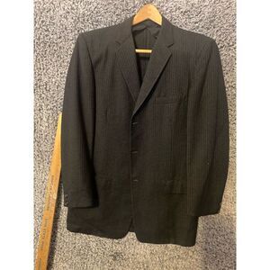Vintage Robert Hall Men's Wool Pinstripe Overcoat Gray Size L Formal
